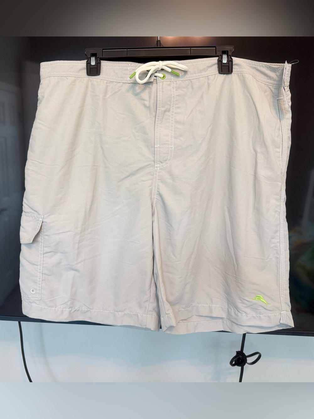 Tommy Bahama Light Beige Cargo Swim Shorts with Drawstring